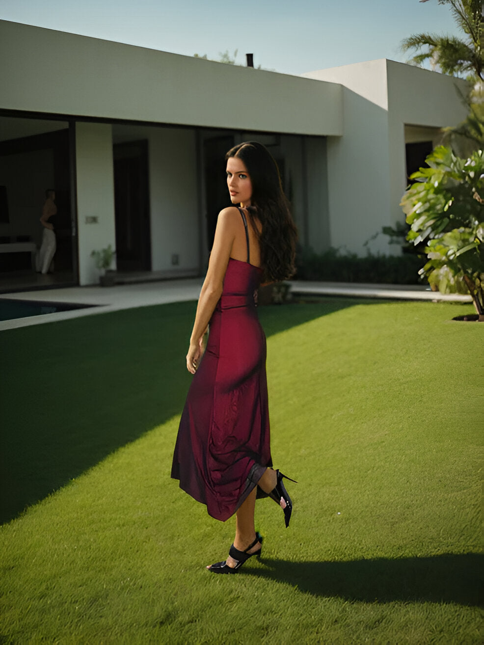 French Raven Satin Dress