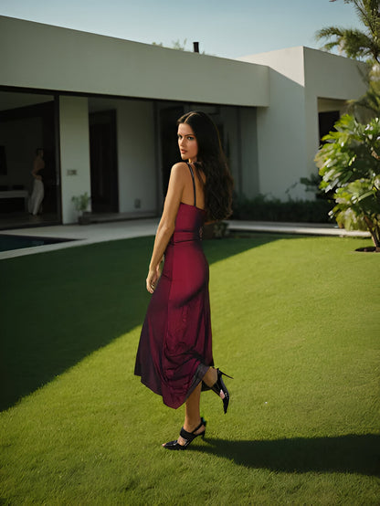 French Raven Satin Dress